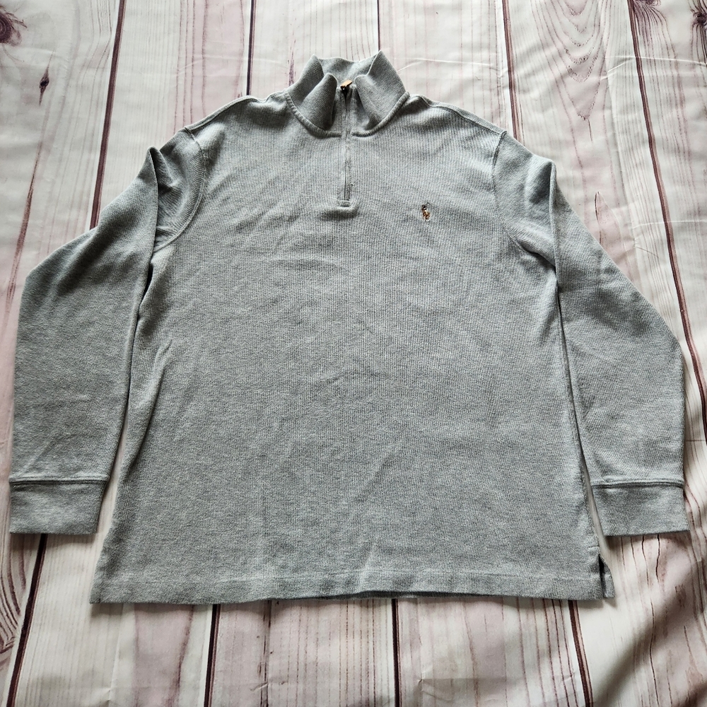 Polo Ralph Lauren "Estate Rib Quarter Zip Pullover" Andover Heather Grey Men's M - Picture 4 of 12